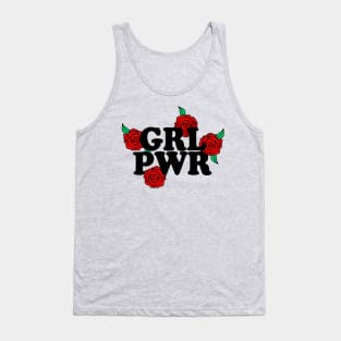 GRL PWR - Typographic/Rose Design Tank Top